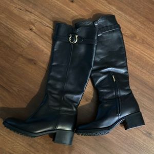 Salvatore Ferragamo Black Leather Robespierre Boots Size 38 (7.5 US)
